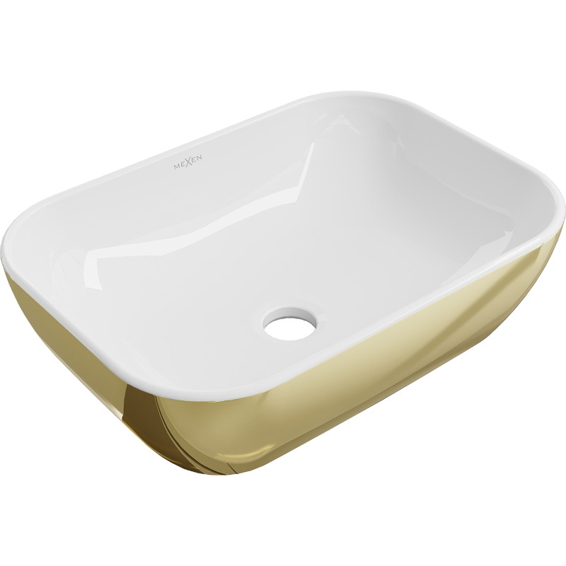 Mexen Rita lavabo sur plan 45 x 32 cm, blanc/or - 21084506
