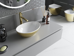 Mexen Elza lavabo à poser 40 x 33 cm, blanc/or motif écaille - 21014008