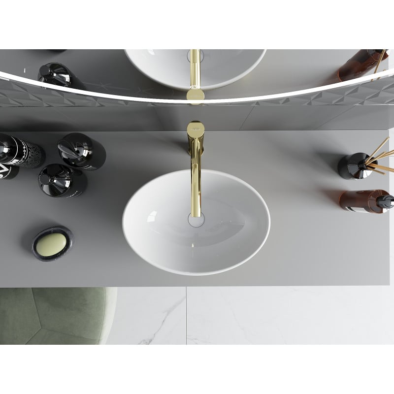 Mexen Elza lavabo à poser 40 x 33 cm, blanc/or motif écaille - 21014008