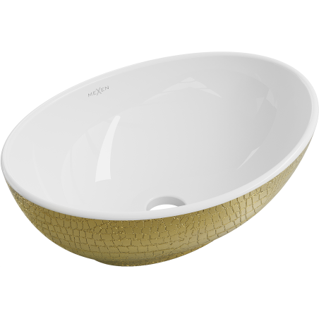 Mexen Elza lavabo à poser 40 x 33 cm, blanc/or motif écaille - 21014008