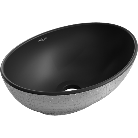 Mexen Elza lavabo de comptoir 40 x 33 cm, Noir mat/Argent motif écaille - 21014022