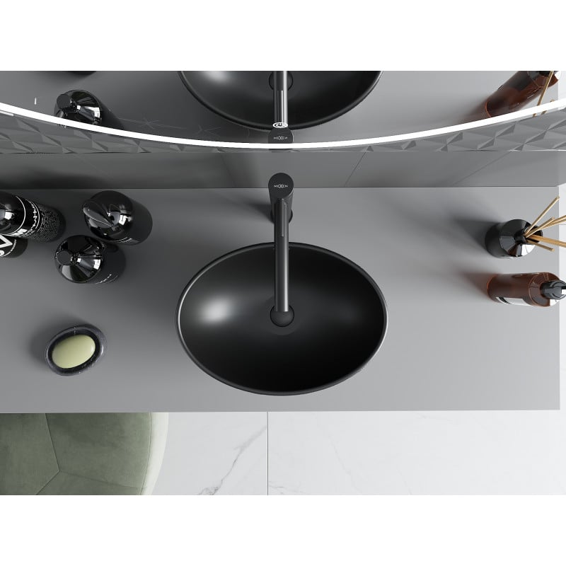 Mexen Elza lavabo à poser 40 x 33 cm, noir mat/motif écailles argenté - 21014022
