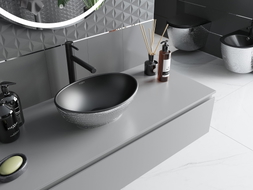 Mexen Elza lavabo à poser 40 x 33 cm, noir mat/motif écaille argenté - 21014022