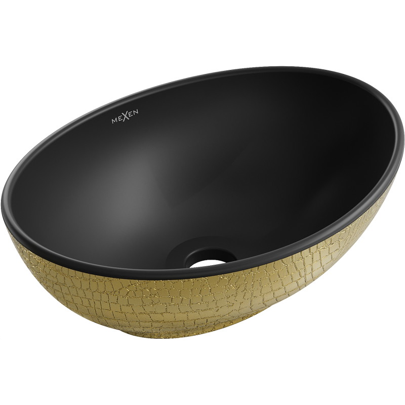 Mexen Elza lavabo sur table 40 x 33 cm, noir mat/motif doré écailles - 21014028