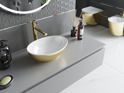 Mexen Elza lavabo à poser 40 x 33 cm, blanc/doré - 21014006