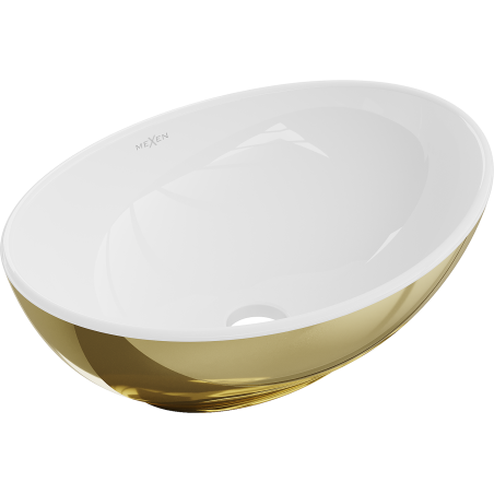 Mexen Elza lavabo à poser 40 x 33 cm, blanc/doré - 21014006