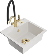 Mexen Milo évier granit 1-bac avec robinet cuisine Duo, blanc - 6505-20-671701-57-G