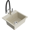 Mexen Milo évier en granit 1-bassin avec robinet de cuisine Duo, beige - 6505-69-671701-07