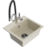 Mexen Milo évier de cuisine en granit 1-bac avec robinet duo, beige - 6505-69-671701-07-B