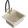 Mexen Milo évier en granit 1 bac avec mitigeur cuisine Duo, beige - 6505-69-671701-57-G