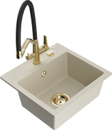 Mexen Milo évier en granit 1 bac avec mitigeur cuisine Duo, beige - 6505-69-671701-57-G