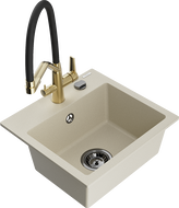 Mexen Milo évier en granit 1 bac avec mitigeur Duo, beige - 6505-69-671701-57-B