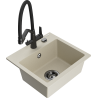 Mexen Milo évier en granit 1 bac avec robinet de cuisine Duo, beige - 6505-69-671701-70-B