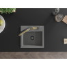 Mexen Milo évier granit 1 bac avec robinet de cuisine Duo, gris - 6505-71-671701-57-B