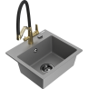 Mexen Milo évier en granit 1 cuve avec robinet de cuisine Duo, gris - 6505-71-671701-57-B
