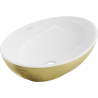 Mexen Elza lavabo à poser 40 x 33 cm, motif blanc/or lignes or - 21014017