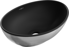 Mexen Elza lavabo de comptoir 40 x 33 cm, Noir mat/Argent motif lignes - 21014023