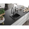 Mexen Milo évier en granit 1 bac avec robinet de cuisine Duo, noir/argent métallisé - 6505-73-671701-70-B