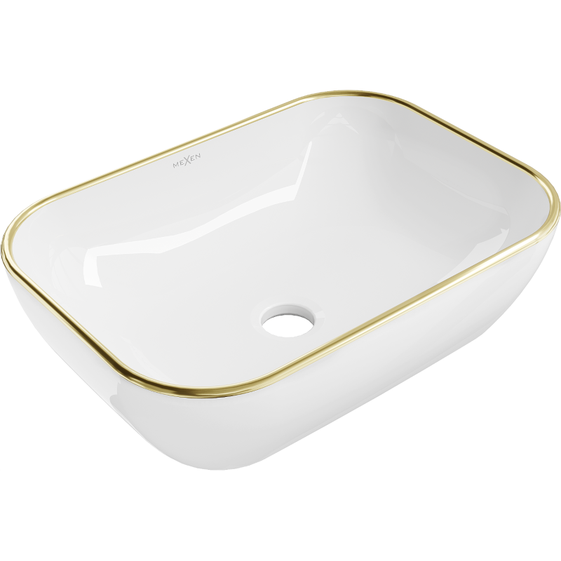 Mexen Rita lavabo à poser 45 x 32 cm, bord blanc/or - 21084505
