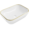 Mexen Rita lavabo à poser 45 x 32 cm, bord blanc/or - 21084505