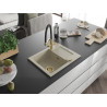 Mexen Enzo évier en granit 1 bac avec égouttoir et robinet de cuisine Duo, beige - 6506-69-671701-57-G