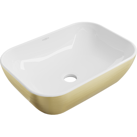 Mexen Rita lavabo posé sur plan 45 x 32 cm, blanc / lignes dorées - 21084553
