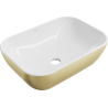 Mexen Rita lavabo posé sur plan 45 x 32 cm, blanc / lignes dorées - 21084553