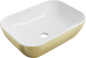 Mexen Rita lavabo posé sur plan 45 x 32 cm, blanc / lignes dorées - 21084553