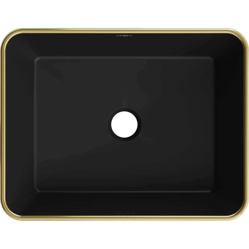 Mexen Catia lavabo à poser 48 x 37 cm, noir mat/motif à carreaux doré - 21314879
