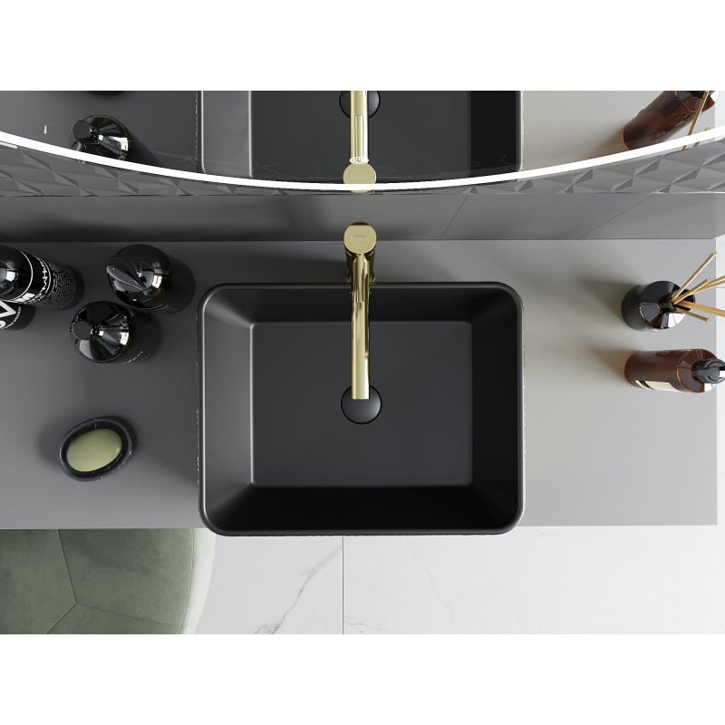 Mexen Catia lavabo à poser 48 x 37 cm, noir mat/motif écaille dorée - 21314878