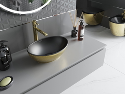 Mexen Elza lavabo sur table 40 x 33 cm, noir mat/motif doré écailles - 21014028