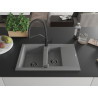 Mexen Gaspar évier en granit 1,5 cuve avec égouttoir et robinet de cuisine Duo, gris - 6507-71-671701-70-B