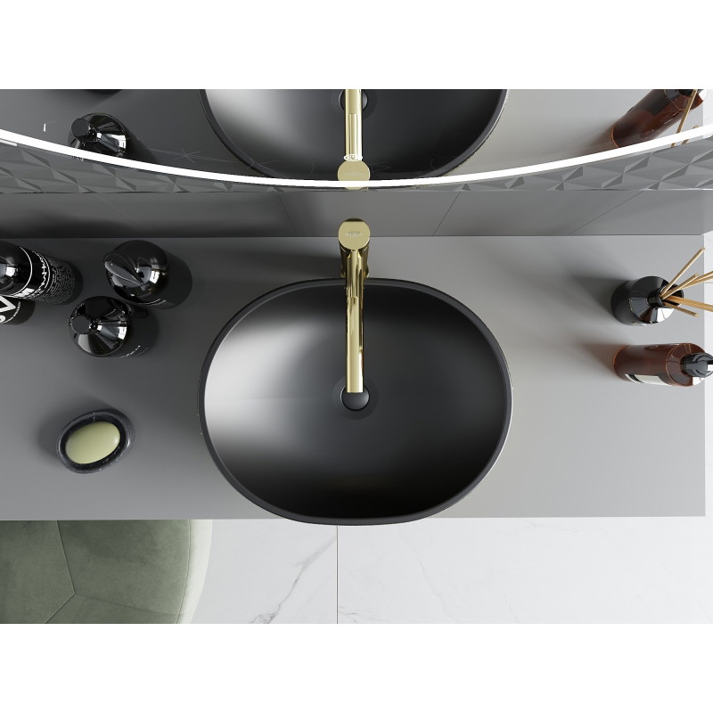Mexen Viki lavabo à poser 48 x 35 cm, noir mat/motif écailles dorées - 21054878