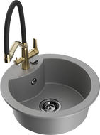 Mexen Diego évier de cuisine en granit 1 bac avec robinet de cuisine Duo, gris - 6512-71-671701-57-B
