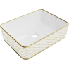 Mexen Catia lavabo de comptoir 48 x 37 cm, blanche/or motif carreaux - 21314809