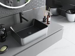 Mexen Catia lavabo de comptoir 48 x 37 cm, Noir mat/Argent - 21314874
