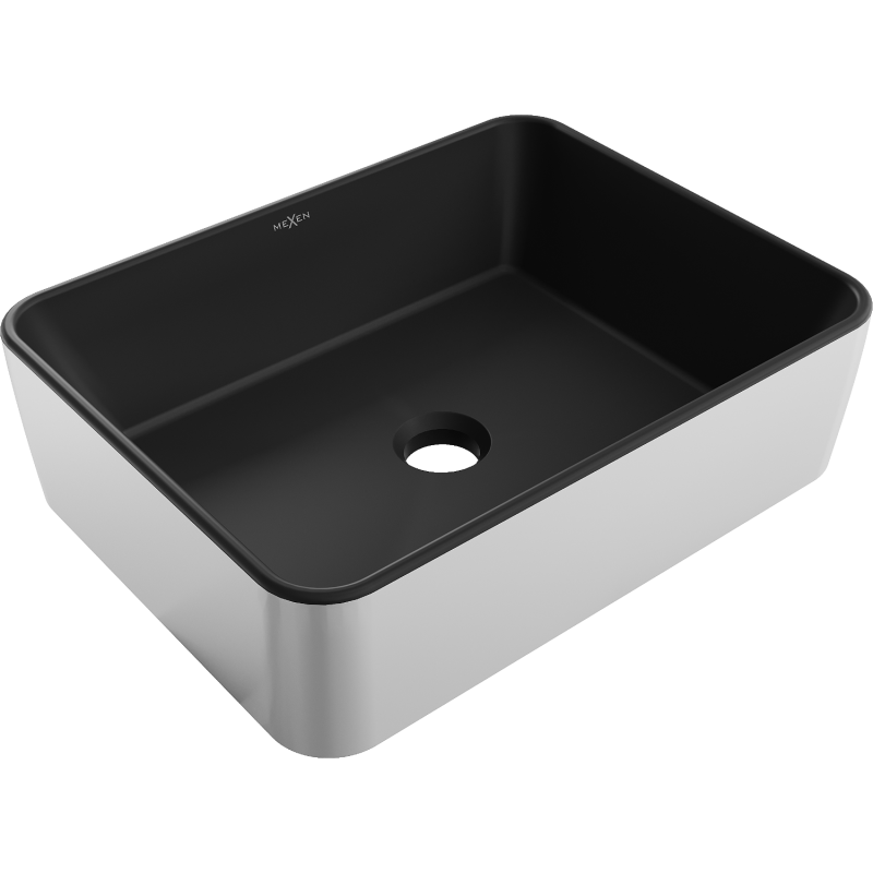 Mexen Catia lavabo de comptoir 48 x 37 cm, Noir mat/Argent - 21314874
