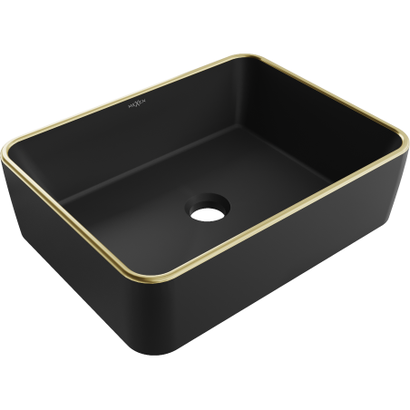 Mexen Catia lavabo de comptoir 48 x 37 cm, Noir mat/bord en or - 21314875