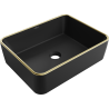 Mexen Catia lavabo de comptoir 48 x 37 cm, Noir mat/bord en or - 21314875