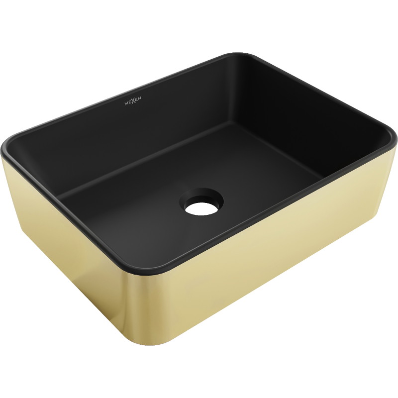 Mexen Catia lavabo à poser 48 x 37 cm, noir mat/doré - 21314876