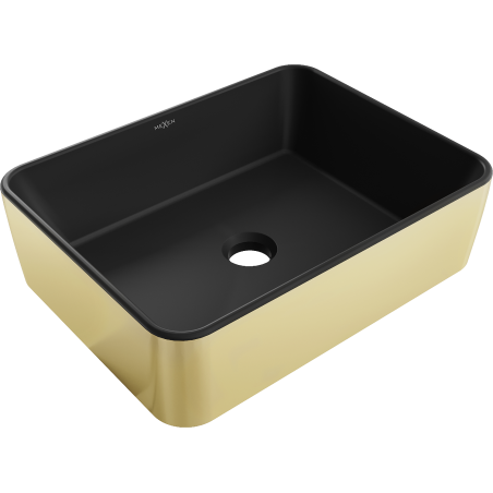 Mexen Catia lavabo à poser 48 x 37 cm, noir mat/doré - 21314876
