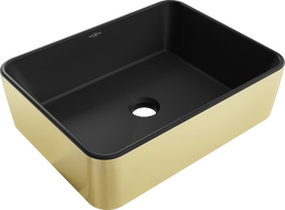 Mexen Catia lavabo à poser 48 x 37 cm, noir mat/doré - 21314876