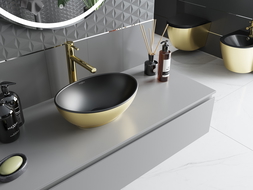 Mexen Elza lavabo à poser 40 x 33 cm, noir mat/or - 21014026