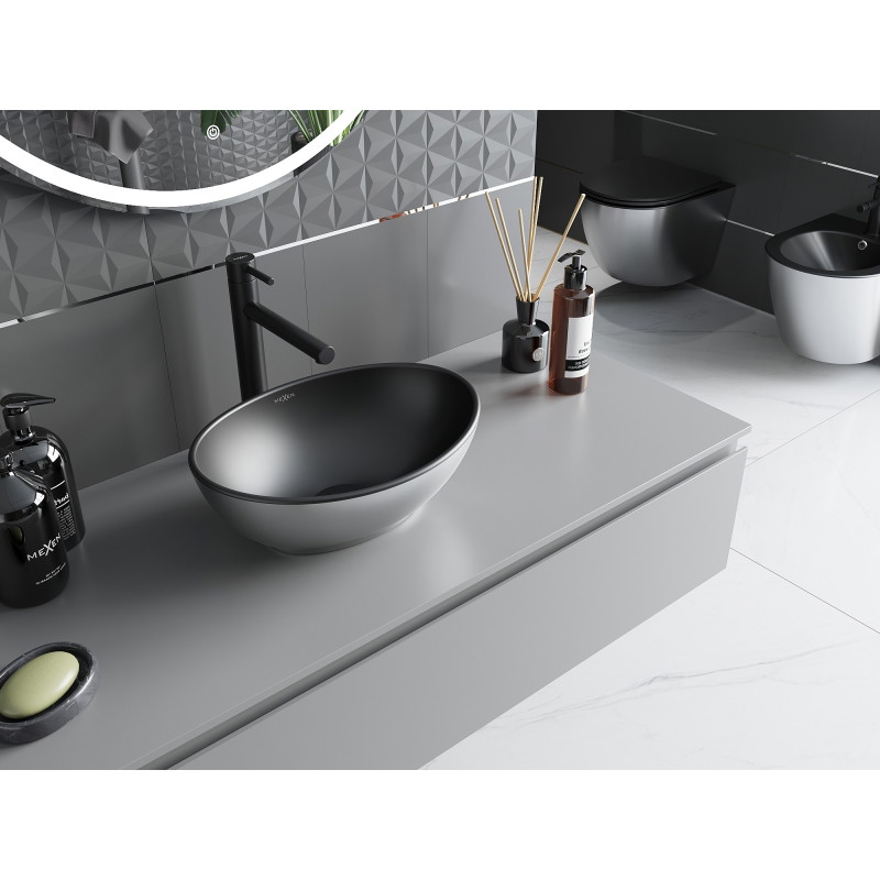 Mexen Elza lavabo à poser 40 x 33 cm, noir mat/argent - 21014024