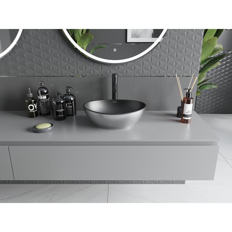 Mexen Elza lavabo à poser 40 x 33 cm, noir mat/argent - 21014024