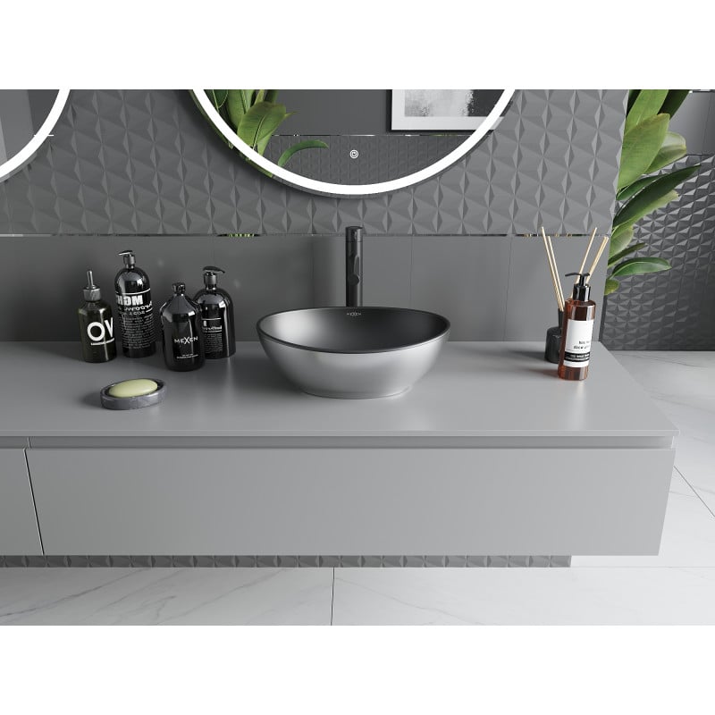 Mexen Elza lavabo sur plan 40 x 33 cm, noir mat/argent - 21014024