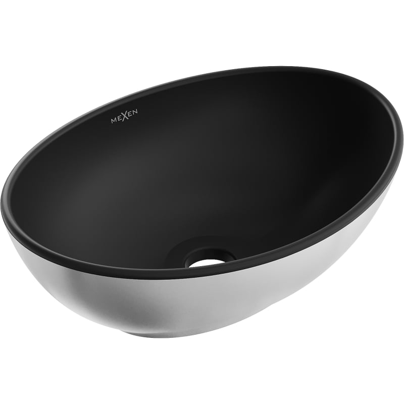 Mexen Elza lavabo à poser 40 x 33 cm, noir mat/argent - 21014024