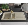 Mexen Andres évier en granit 1,5 cuves avec égouttoir et robinet de cuisine Duo, beige - 6515-69-671701-57-G