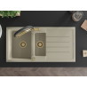 Mexen Andres évier en granit avec égouttoir et robinet de cuisine Duo, beige, 1,5 cuves - 6515-69-671701-57-G