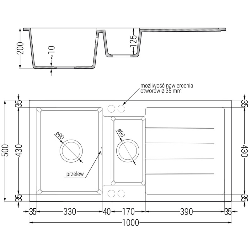 Mexen Andres Évier en granit 1,5 bac avec égouttoir et robinet de cuisine Duo, gris - 6515-71-671701-57-G